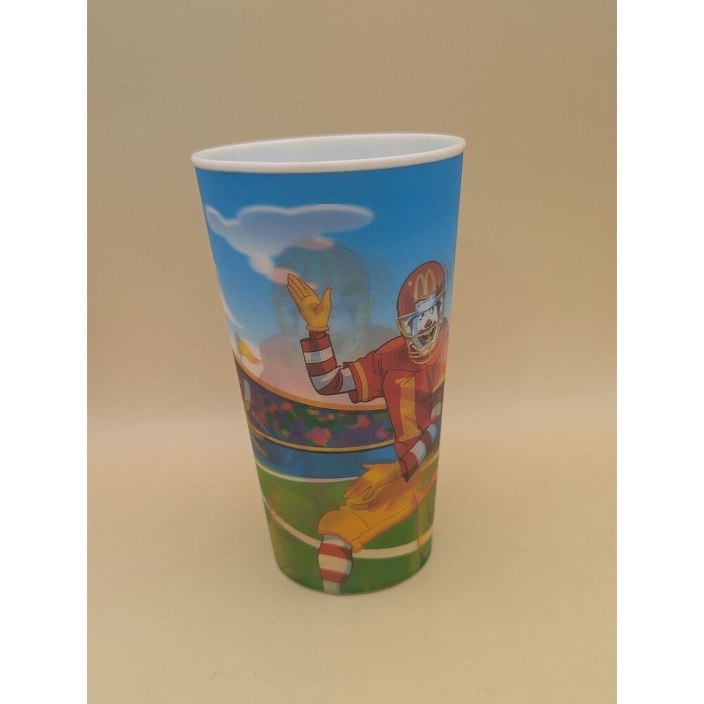 2007 McDonalds 3D Ronald Football Hologram Cup MISSING Lid & Straw AS IS*